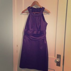 High neck satin short cocktail/ bridesmaid dress